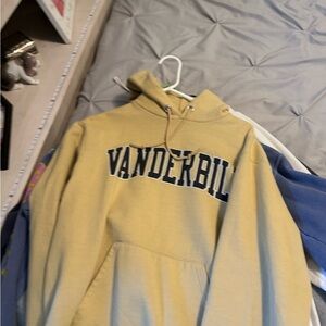 Champion Yellow Vanderbilt Pullover Hoodie with Navy Lettering